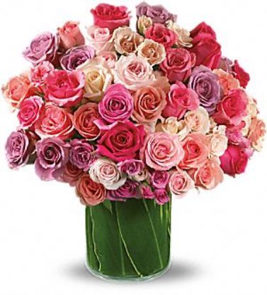 Picture of VNG-RO-VNG-1A--Mixed more 40 pastel pink roses & deep pink roses in vase